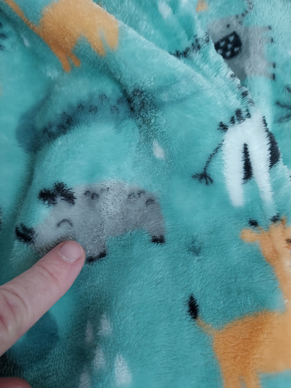Plush Baby Blanket in Teal with Safari Wild Animals Print Lovey Cuddle Cozy - Picture 8 of 8